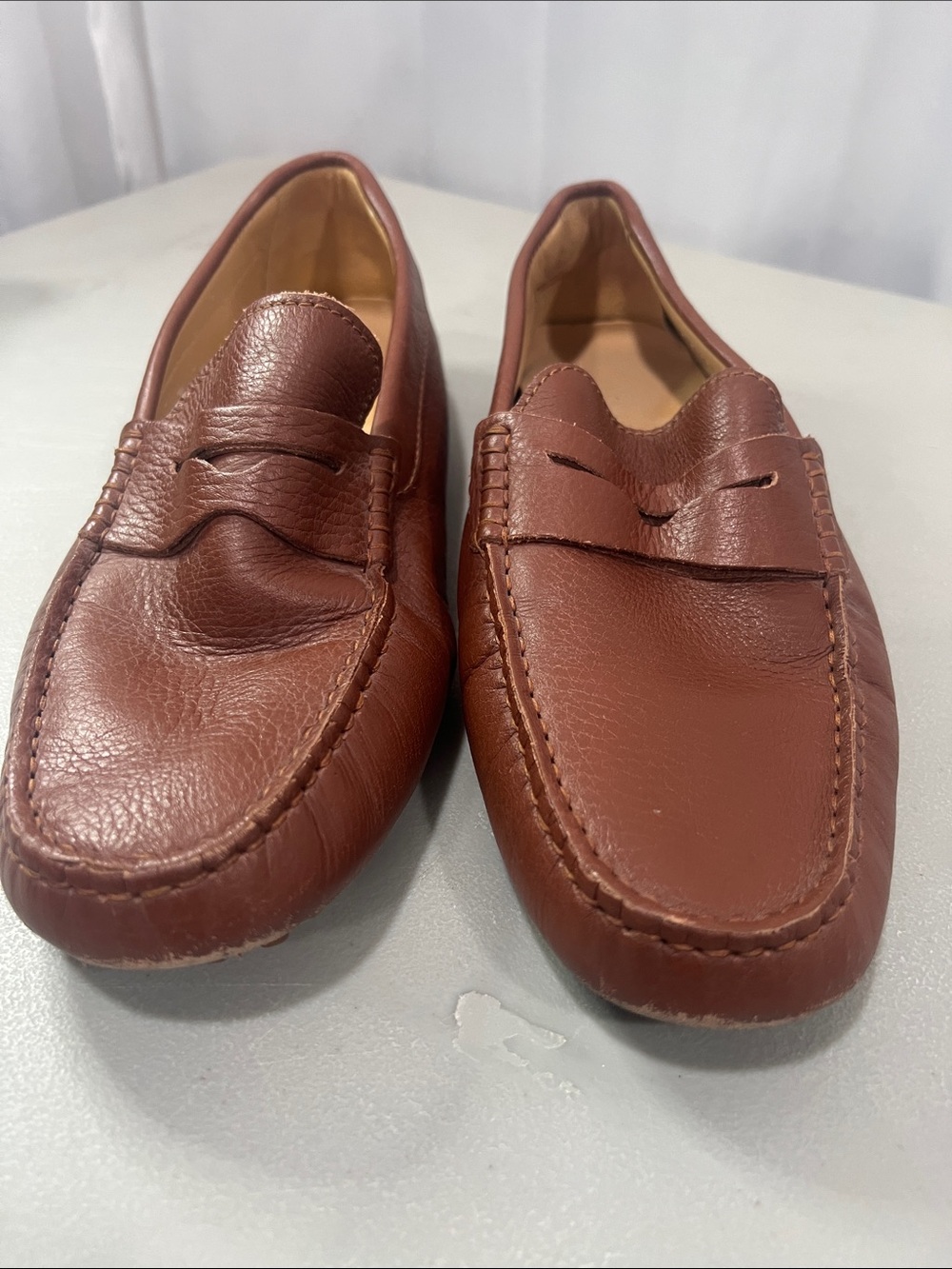 Men's Leather Penny Loafers in Chestnut Brown